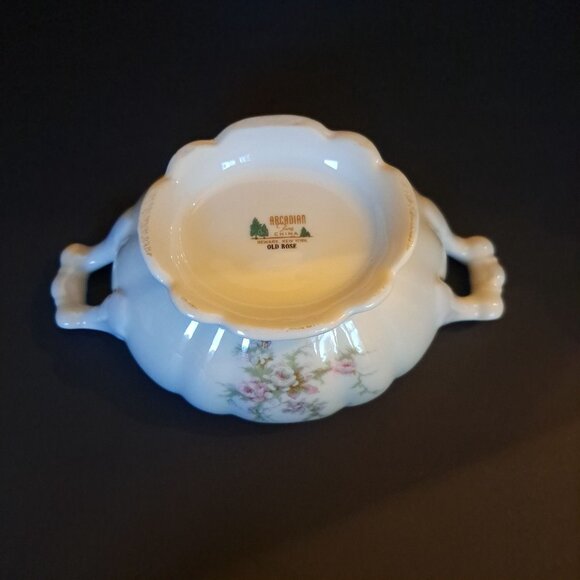 Arcadian Porcelain Fine China Old Rose Sugar Bowl Lidded Floral - Picture 11 of 15